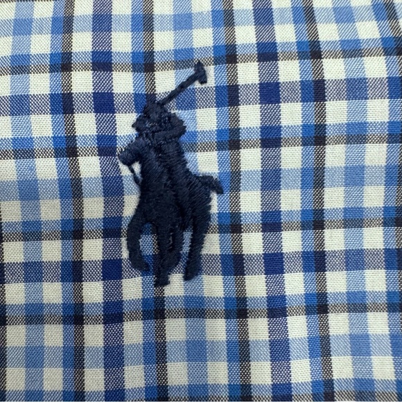 Ralph Lauren Polo Shirt Mens Blue Check Button Down Stretch Cotton Size XXL - Picture 5 of 8
